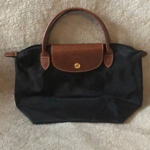 Small Top-Handle Black Le Pliage Nylon Tote